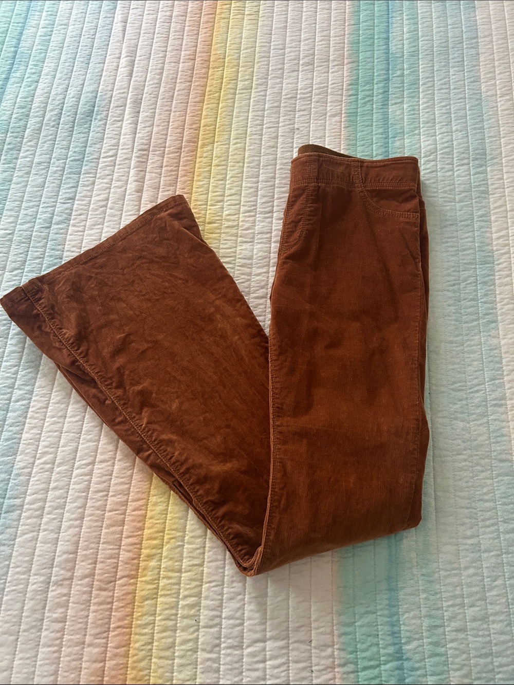 Free People Wide-Leg Corduroy Pants in Rust Brown